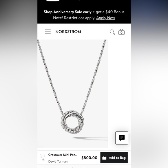 David Yurman CrossoverDiamond Pendant Necklace - Picture 6 of 7